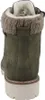 A back view of a green boot with a knitted cuff and a white sole. Produktbild-Vorschau