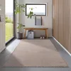 A modern entryway with a rug, bench, plant, and window. Podgląd zdjęcia produktu