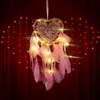 Herz Traumfänger Mit Lichtern Boho-Stil Handgefertigt LED Produktbild-Vorschau 2
