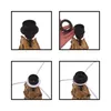 A collage of four images showing the assembly of a lamp base. Produktbild-Vorschau