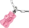 A close-up of a pink gummy bear charm attached to a silver chain. Anteprima dell’immagine prodotto