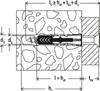 A diagram illustrating the proper installation and measurements for a wall anchor and screw. Podgląd zdjęcia produktu