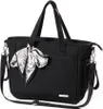 A black baby stroller bag with a patterned scarf tied to the handle. Produktbild-Vorschau