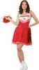 A woman dressed as a cheerleader posing with pom-poms. Náhled obrázku produktu