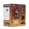 The image shows the back of a World of Warcraft action figure box, featuring two figures: an Elf Druid and an Elf Rogue. The box also includes collection information and branding. Produktbild-Vorschau