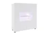 A white, modern cabinet with a lit display niche. Produktbild-Vorschau