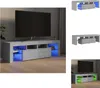 A collage of images showing a TV stand with LED lighting in different colors. Náhled obrázku produktu