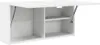 A white wall-mounted cabinet with its top door open, showing internal shelves. Produktbild-Vorschau