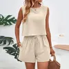 ASKSA Damen Zweiteiler Leinen Sport Sommer Jogginganzug Set Produktbild-Vorschau 4