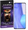 A product box for a screen protector is shown next to a smartphone with the screen protector applied. Produktbild-Vorschau