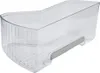A clear plastic refrigerator crisper drawer with a gray handle. Produktbild-Vorschau
