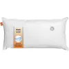 A white pillow on a white background with a label indicating it is made in the EU and has adjustable water filling. Produktbild-Vorschau