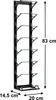 A black metal wine rack with dimensions indicated by measurement lines and text. Náhled obrázku produktu