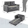 A diagram showing the dimensions of a sofa bed, with a silhouette of a person for scale. Produktbild-Vorschau