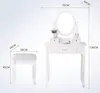 Schminktisch Aushöhlen Frisertisch mit Spiegel u. Hocker, 3 Produktbild-Vorschau 7