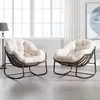 Outdoor Rattan Schaukelstuhl, Gartenliegestuhl,Polsterte Produktbild-Vorschau 4