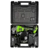 An angle grinder and its accessories are neatly arranged inside a black carrying case. Produktbild-Vorschau