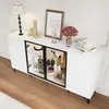 Sideboard mit LED-Vitrine 160x35x80cm, Weiß Hochglanz, Produktbild-Vorschau 3