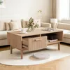 UnboxG Table basse en bois naturel, design rotin avec 1 Voir les images du produit 2