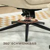Close-up of the base of a chair, showing its swivel mechanism and legs. Voir les images du produit