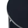 A close-up view of a black round table surface with a screw visible on the edge. Voir les images du produit
