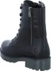 A black leather boot shown from the back-left side on a white background. Produktbild-Vorschau