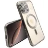 A close-up studio shot of two iPhone cases, one showing the back with the MagSafe ring and Apple logo, and the other showing the side with ports. Produktbild-Vorschau