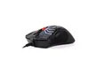 A black computer mouse with a red scroll wheel and a gray and white patterned design on top, isolated on a white background. Anteprima dell’immagine prodotto