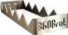 A stainless steel bratwurst holder with a zigzag design and the brand name "360Brat" cut out. Produktbild-Vorschau