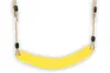 A yellow swing seat suspended by ropes against a white background. Produktbild-Vorschau