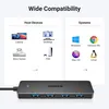 A marketing image showing a UGREEN USB hub and its compatibility with various host devices and operating systems. Produktbild-Vorschau