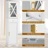 A tall, white bathroom cabinet is shown with close-up insets highlighting its features. Anteprima dell’immagine prodotto