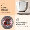 A collage of images showing a kitchen mixer and its features. Produktbild-Vorschau