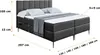 A bed with dimensions shown, including mattress and headboard. Produktbild-Vorschau