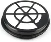 A close-up studio shot of a round vacuum cleaner filter with a black grid and white filter material. Produktbild-Vorschau