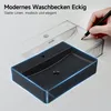 A sketch of a sink is shown with a finished black sink in the foreground, with a hand drawing the sketch. Produktbild-Vorschau