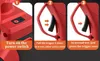 A three-panel instructional image showing how to operate a power tool. Náhled obrázku produktu