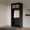 Kleiderschrank zum Schlafzimmer für Kleidung mit Spiegel, Höhe: 200cm, Breite: 80 cm, schwarz Produktbild-Vorschau