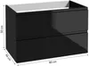 A black bathroom cabinet with dimensions indicated. Produktbild-Vorschau