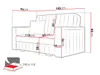 A diagram showing the dimensions of a sofa bed, with measurements indicated in centimeters. Náhled obrázku produktu