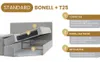 A diagram showing the layers of a bed, including a topper, mattress, and storage box. Produktbild-Vorschau
