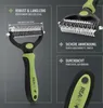 A product image showcasing a pet grooming tool with descriptive text and close-up views of its features. Produktbild-Vorschau