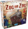 The image shows the box art for the board game "Zug um Zug", featuring a steam train and people in period clothing. Produktbild-Vorschau