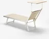 A single beige and silver chaise lounge with a canopy, shown from a side-angle on a white background. Produktbild-Vorschau