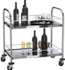A stainless steel serving cart with wine bottles and glasses on it, presented on a white background. Produktbild-Vorschau