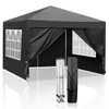 A black pop-up gazebo with windows and its folded frame and carrying bag are displayed against a white and light gray background. Anteprima dell’immagine prodotto