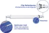 A product image showing a white bed sheet fastener with clips, along with descriptive text and icons. Produktbild-Vorschau