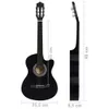 vidaXL Guitare western cutaway à 6 cordes noire 38 Voir les images du produit 14