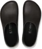 A top-down view of a pair of black Birkenstock clogs on a white background. Produktbild-Vorschau