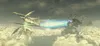Two large, mechanical, angelic figures are engaged in a battle, firing energy beams at each other amidst clouds. Produktbild-Vorschau